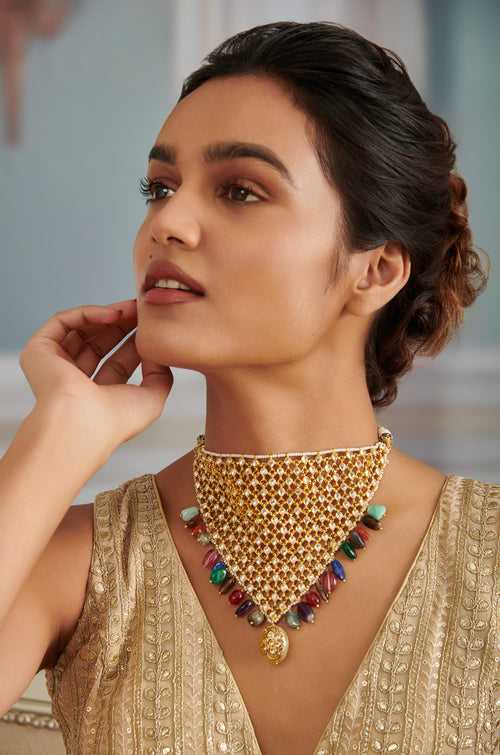 Adya Multicolored Kundan Necklace