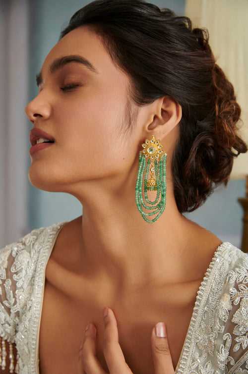 Pakhi Green Kundan Earrings