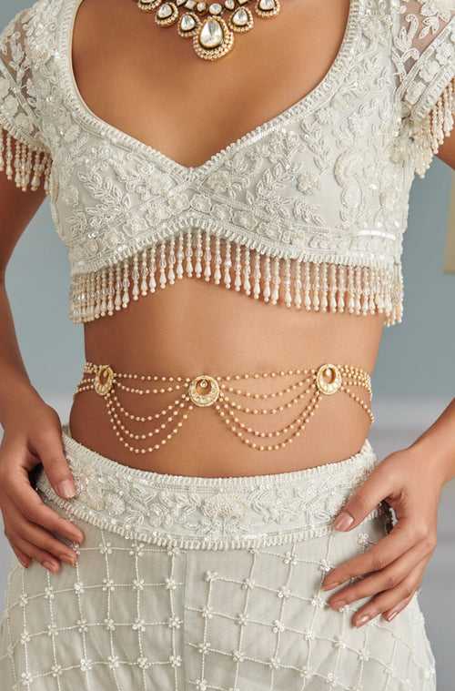 Piya Kundan And Pearls Waist Belt