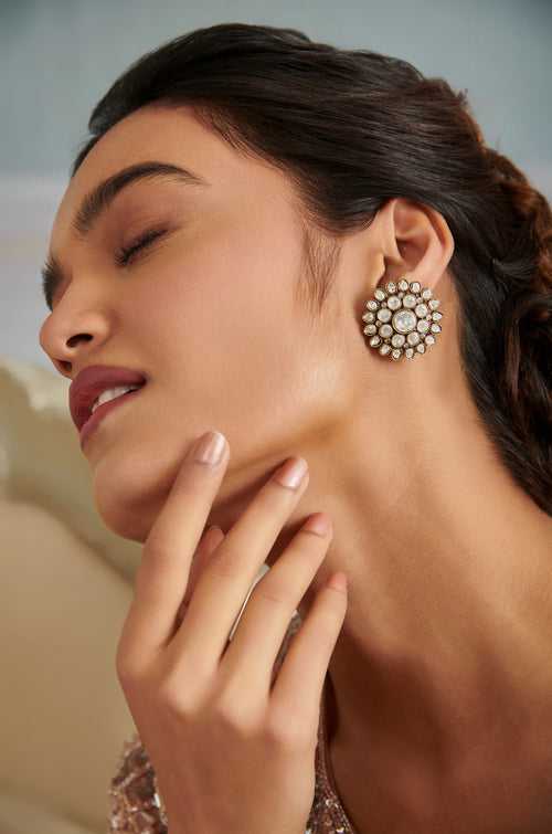 Rania Floral Polki Studs