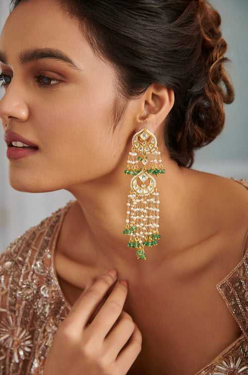 Amina Green Kundan Earrings