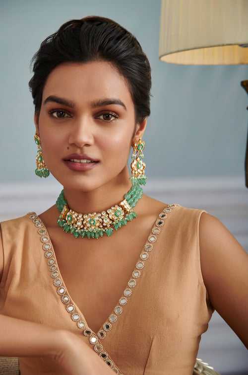 Vahini Mint Kundan Necklace Set