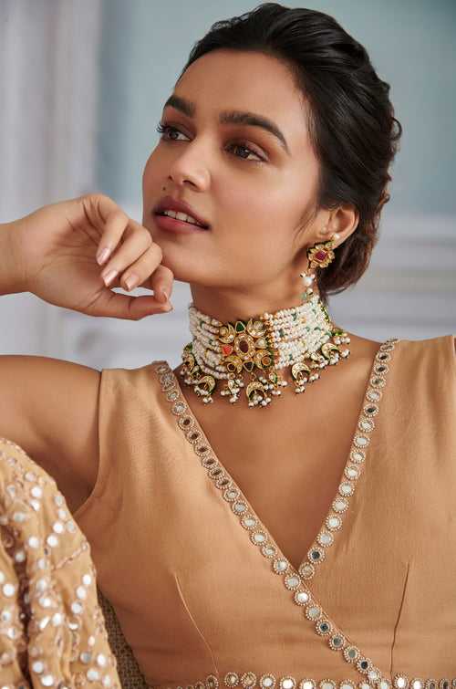 Mohi Navrattan Kundan Choker Necklace Set