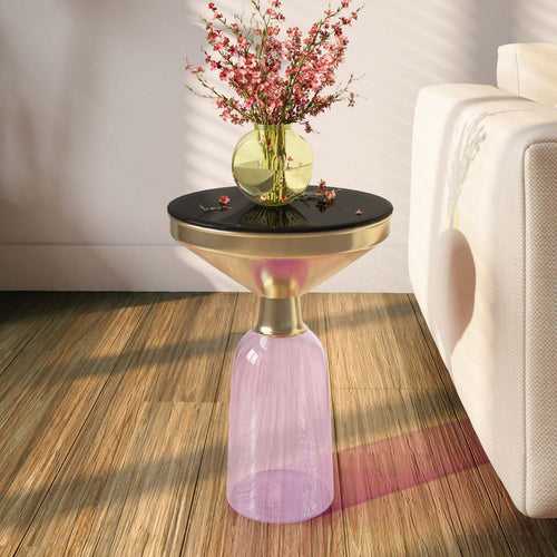 Apollo Glass Side Table (Pink)