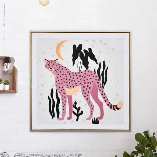 Standing Cheetah Canvas Wall Painting (Multicolor)