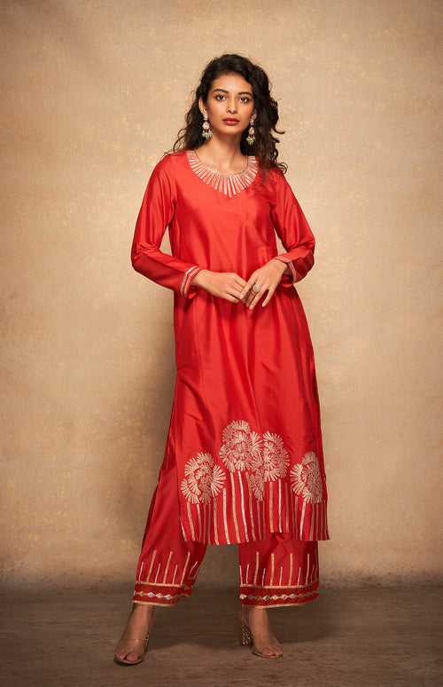 Red Rose Gota Kurta