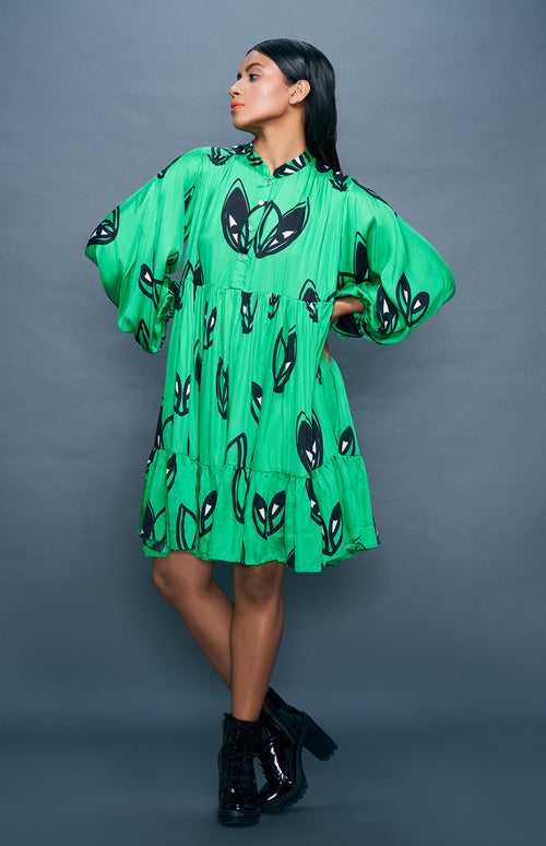 Green Midi Tiered Dress