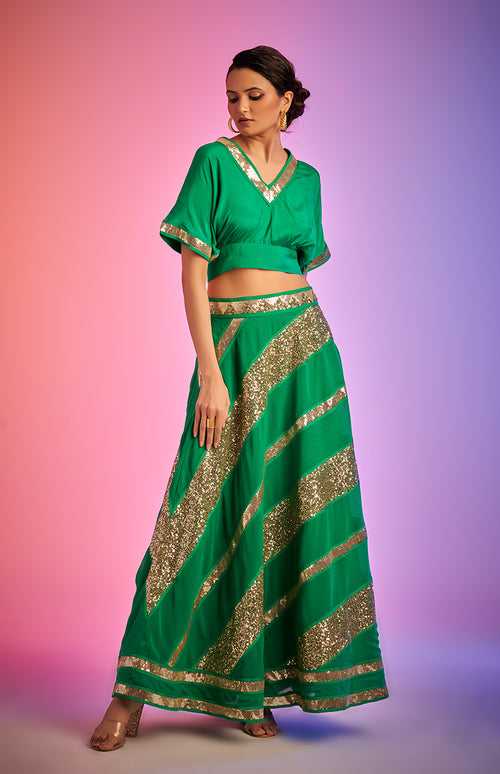 Green Sequins Skirt