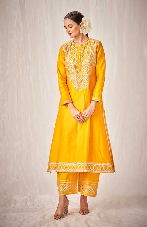 Mustard A Line Kurta