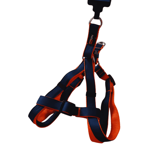 Pet's Pot Pet Walk Premium Step In Harness Navy Blue with Orange - Medium