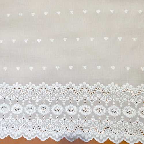 Dyeable Heavy Border White Schiffli Hakoba Fabric