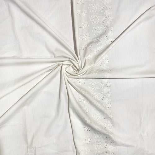 Dyeable Minimal White Schiffli Hakoba Fabric