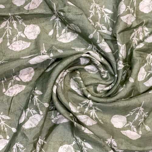 Sage Green Elegant Cotton Silk Fabric