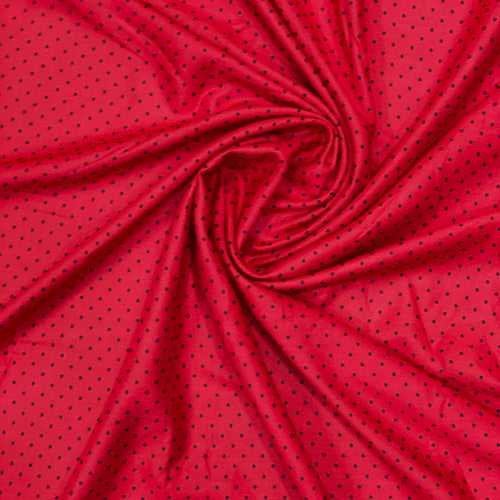 Red With Black Polka Dot  Rayon Fabric