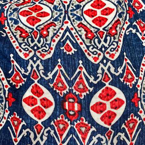 Red & Blue Printed Rayon Fabric