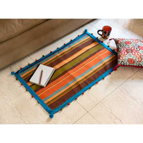 Colour Pop Rug With Pom Poms