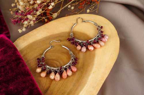 Silver Multistone Handmade Hoops