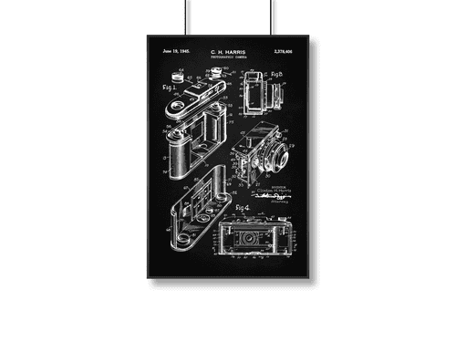 Removable Film Cartridge Camera Patent Poster| A3+| Black Background
