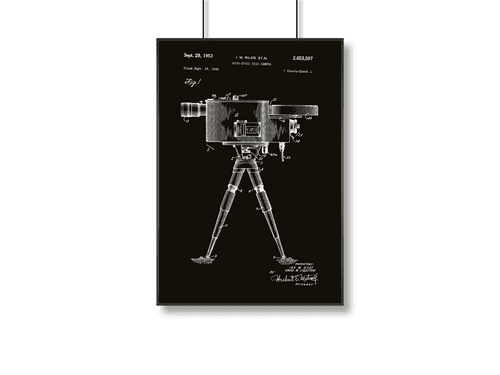 Cinema Camera Patent Poster | A3+ | Black Background