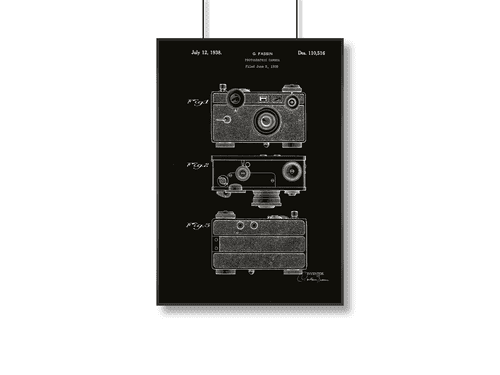 35mm Point & Shoot Camera Patent Poster | A3+| Black Background