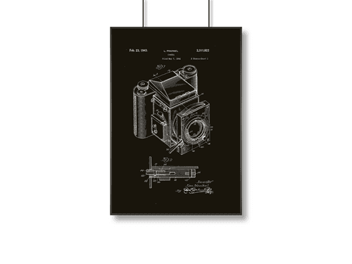 Early Medium Format View Camera Patent Poster | A3+ | Black Background