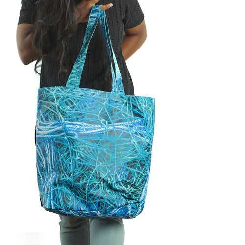 On the edge of the sea | Waterproof Tote Bag - Blue