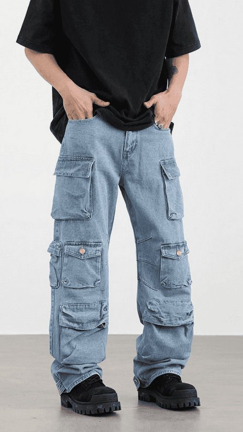 Multi Purpose Pocket Baggy Cargo Jeans