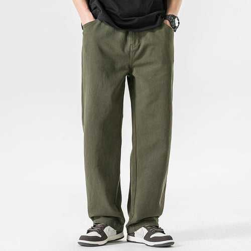 Army Green Baggy Fit Straight Leg Jeans