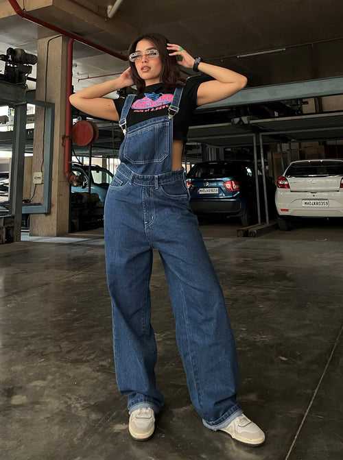 Ultimate Blue Denim Baggy Korean Style Jumpsuit