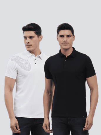 Hummel Swift Sports Polo Collar Tshirt Pack Of 2(Black/White)