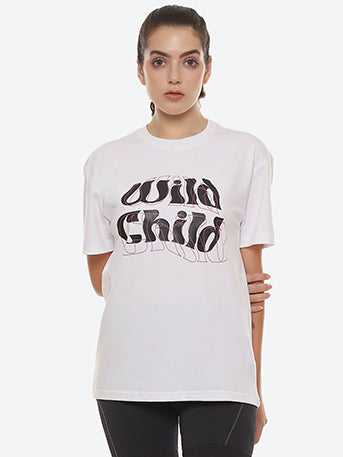 Wild Child  Women's White Oversized T-shirt