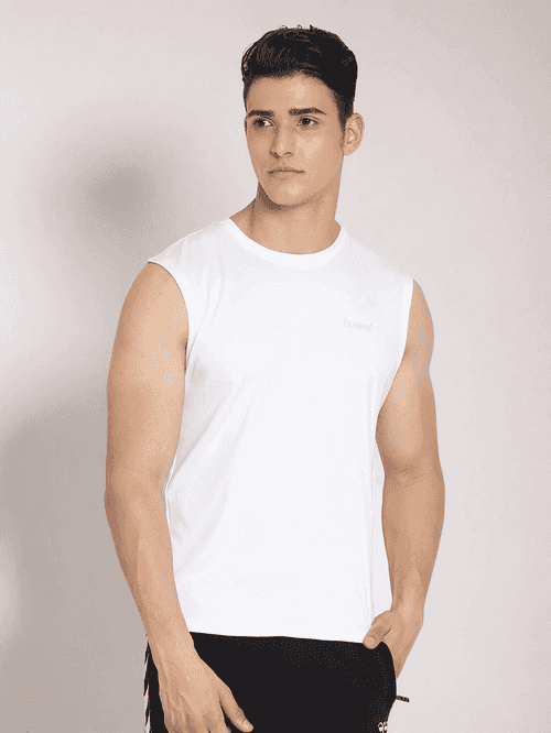 Darby Men Polyester White Gym T-Shirt