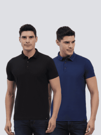 Hummel Swift Sports Polo Collar Tshirt Pack Of 2 (Blue/Black)