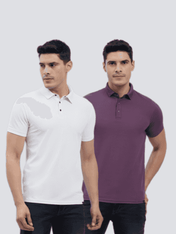 Hummel Swift Sports Polo Collar Tshirt Pack Of 2 (Lavender/White)