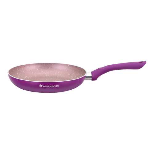 Royal Velvet 20 cm Non-Stick Fry Pan with Induction Bottom & Soft-Touch Handle | Virgin Grade Aluminium | PFOA & Heavy Metals Free | 3 mm thick | 1.2 litres | 2 Years Warranty | Purple