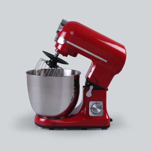 Crimson Edge Die-Cast Metal Stand Kitchen Mixer & Beater with free attachments | 5.7L SS Bowl | 1000W motor | 6 Speed Setting | Whisking Cone, Mixing Beater & Dough Hook attachments | 3 Yrs warranty | Red