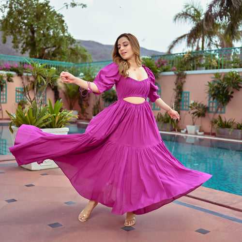 Bunaai Sunlit Purple Pink Cotton Dress