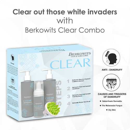 Berkowits Clear Anti-Dandruff 30 Day Lift & Repair Kit for Natural Scalp Treatment | Shampoo, Conditioner and Foaming Serum