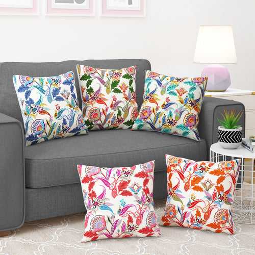 Story@Home Multicolor Floral Polyester 5 Units of Helio Cushion Covers