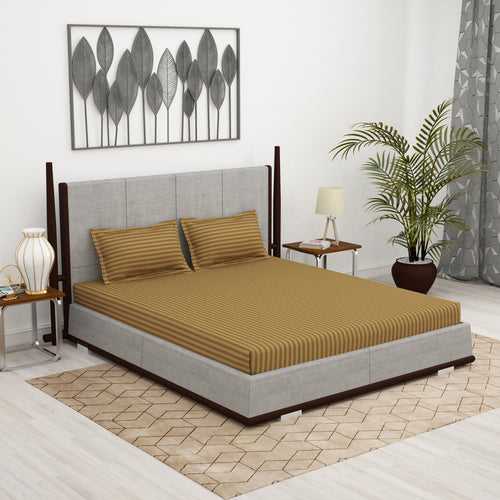 300 TC Brown 1 King Size Bedsheet With 2 Pillow Cover