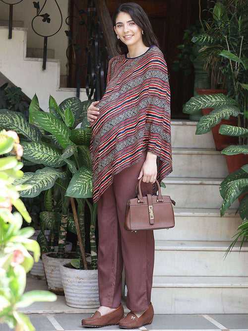 Brown Straight Maternity High waisted Pants