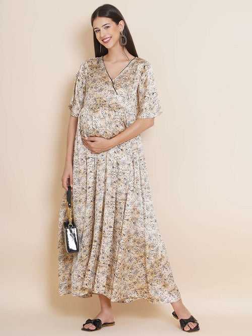 Maternity Satin Maxi Baby Shower Dress