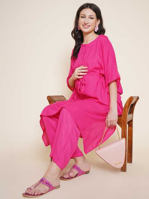 Pink Maternity and Nursing Kaftaan Set