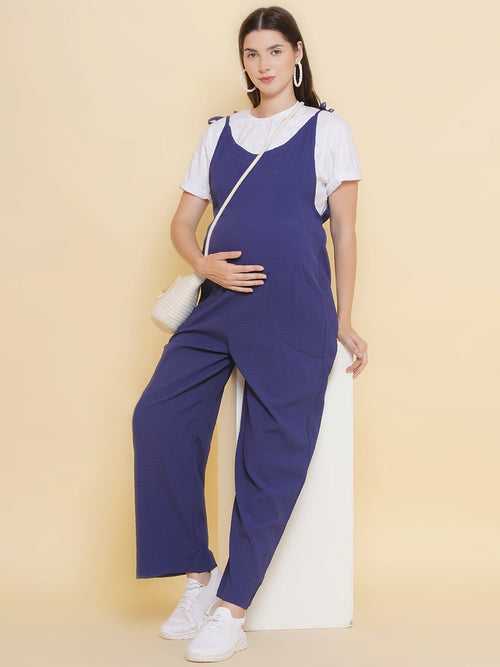 Blue Maternity Jumpsuit
