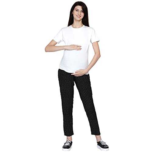 Black Polka Dot Print Maternity High waisted Pants