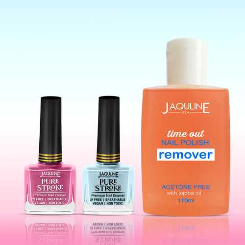 Jaquline USA Nail Polish(Sinless+Angelic) & Nail Polish remover Combo