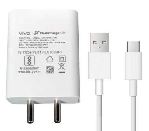 Vivo V29e 5G Support FlashCharge 44W Fast Mobile Charger With Type-C Data Cable