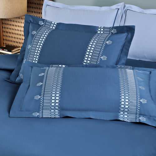 Malako Luxe Collection: 550 TC Legion Blue Premium Embroidered Bedding