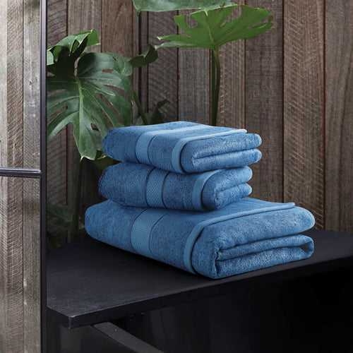 Malako Blue Bamboo Bath & Hand Towel (600GSM)