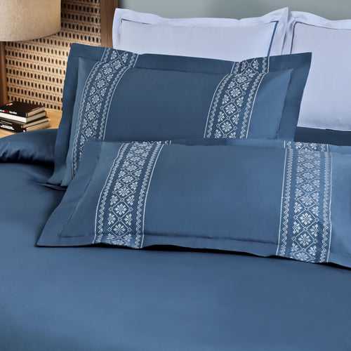 Malako Luxe Collection: 550 TC Legion Blue Premium Embroidered Bedding